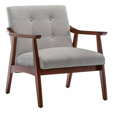 CONVENIENCE CONCEPTS Take A Seat Natalie Accent Chair, Light Gray Fabric & Espresso HI2826078